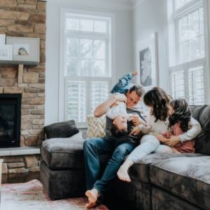 family comfortable in home